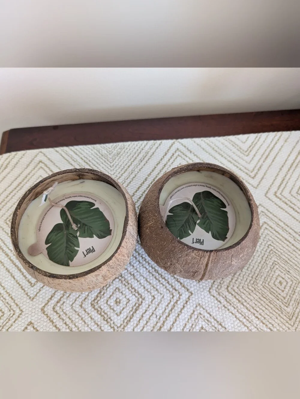 Pier 1 Coconut Shell Scented Candle - Natural Brown Set of 2
